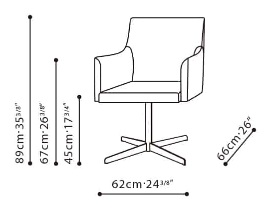 Soho Chair (Swivel) by Camerich, size drawing: C02G0302