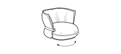 Puppet Armchair by Ditre Italia, size drawing: Swivel armchair