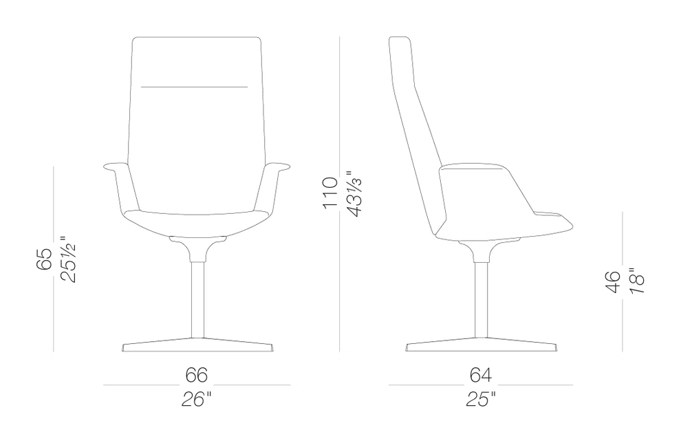 Uno S260 Lounge Chair by LaPalma, size drawing