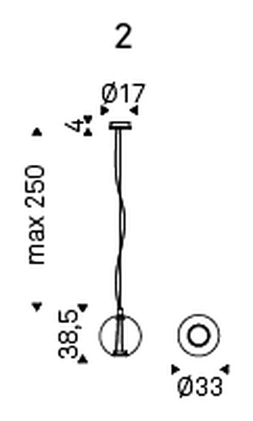 Paris Pendant Lamp by Cattelan Italia, size drawing 2