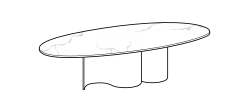 Doon Dining Table by Ditre Italia, size drawing: Oval marble table 300 lacquered base