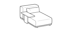 Tao Outdoor Sofa by Ditre Italia, size drawing: Chaise longue with armrest