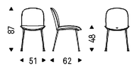 Tina Chair by Cattelan Italia, size drawing