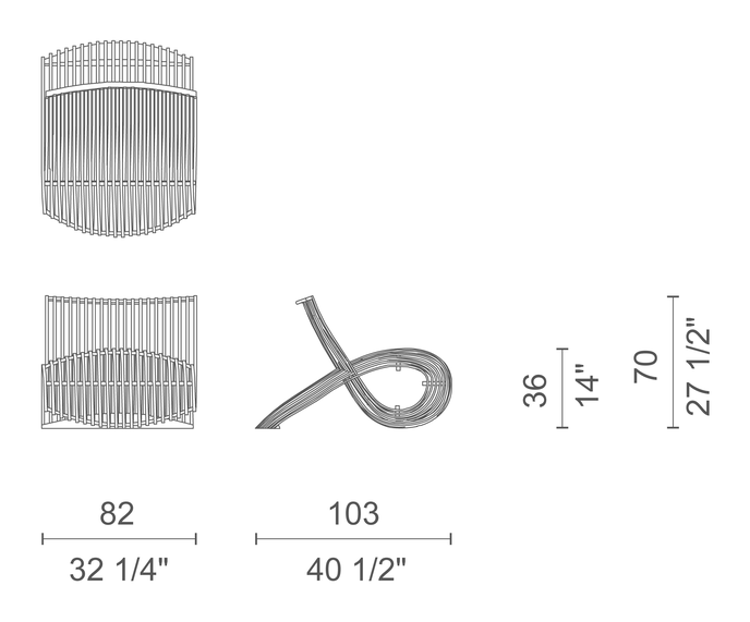 Wooden Chair by Cappellini, size drawing