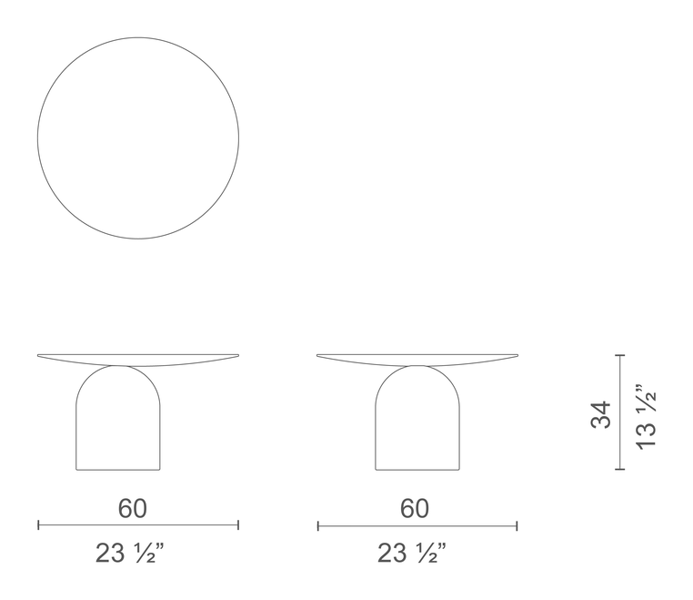 Giunto Side Table by Cappellini, size drawing: GNT1