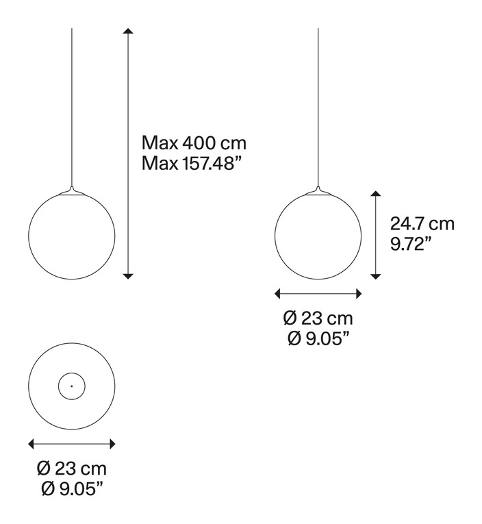 Random Solo Cluster Pendant Lamp by Lodes, size drawing: Random Solo 23
