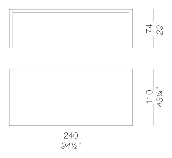 Apta EP135 Outdoor Table by LaPalma, size drawing