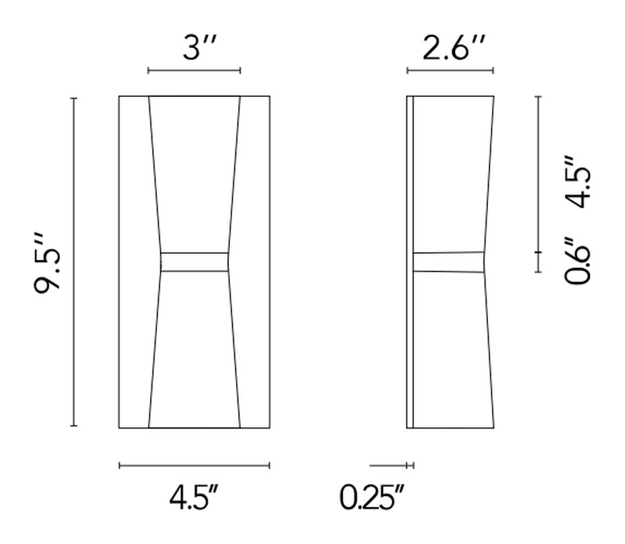 Clessidra Wall Lamp by Flos, size drawing