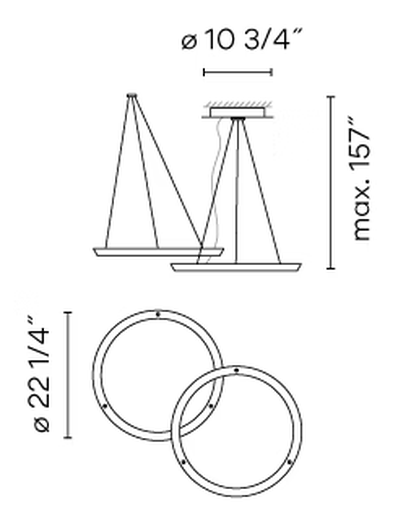 Halo Lighting Collection by Vibia, size drawing: Model 2331