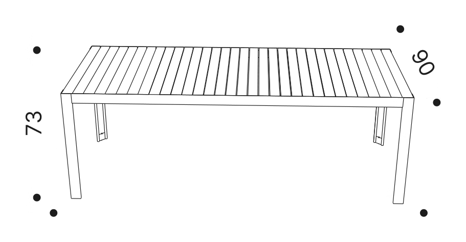Kalimba Dining Table by Driade, size drawing