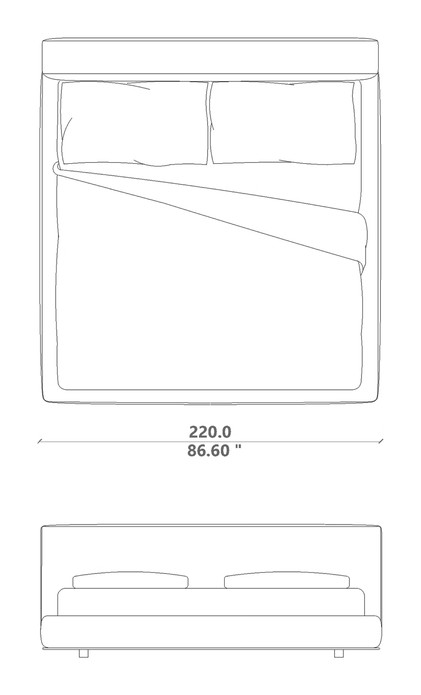 Gladys Bed by Talenti, size drawing: 200 × 200