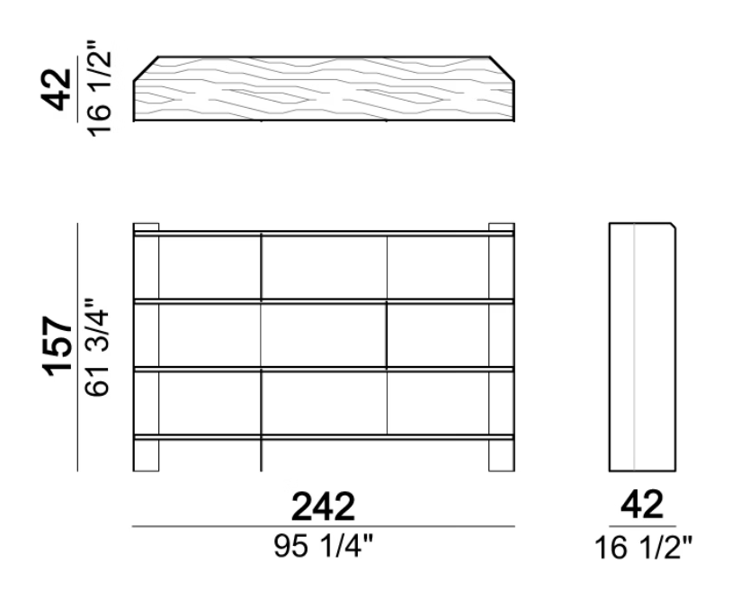 Carter Bookcase by Arketipo, size drawing 1