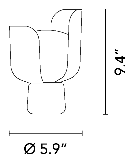 Blom Table Lamp by Fontana Arte, size drawing