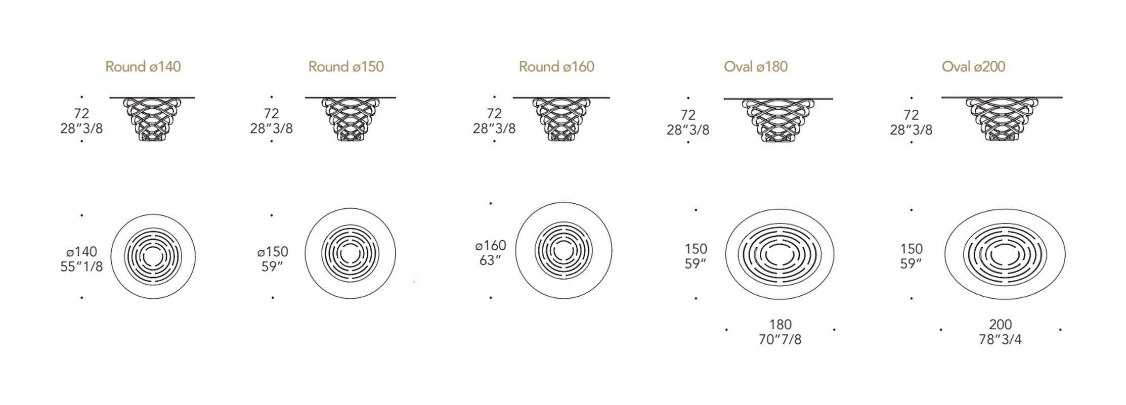 Neolitico 72 Dining Table by Reflex, size drawing