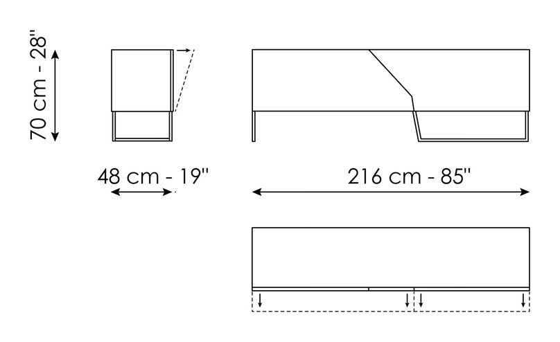 Doppler K Sideboard by Bonaldo, size drawing: Doppler K Sideboard low