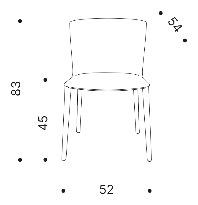 La Francesa Dining Chair by Driade, size drawing