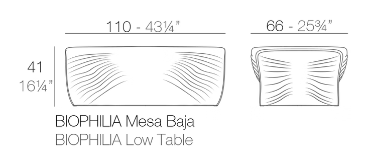 Biophilia Coffee Table by Vondom, size drawing
