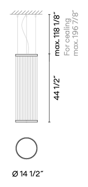 Array Pendant Lamp by Vibia, size drawing: Model 1805