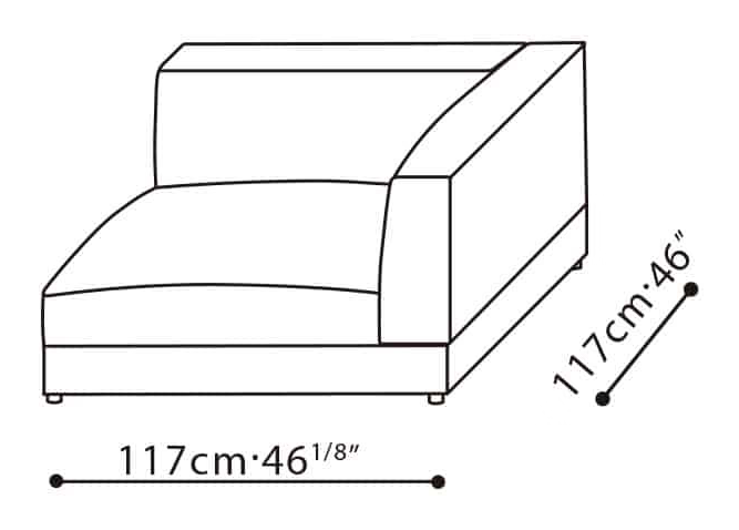 Nature Sofa by Camerich, size drawing: C01E0605