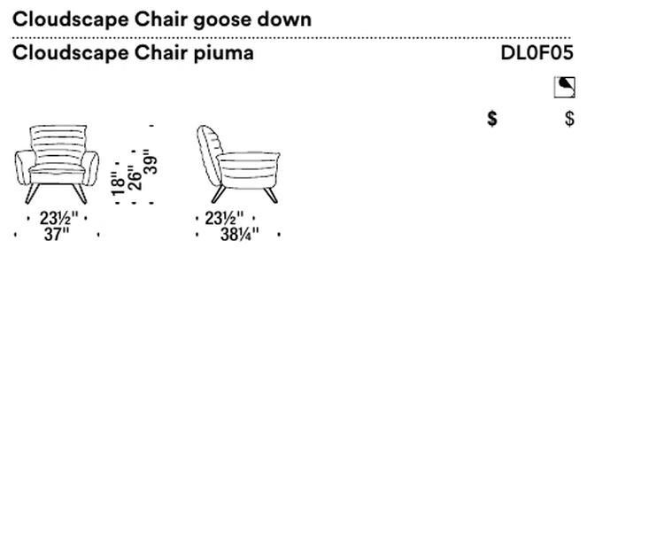 Cloudscape Chair by Moroso, size drawing