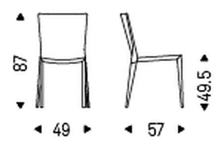 Beverly Chair by Cattelan Italia, size drawing