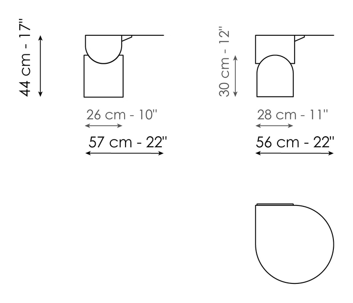 Vague Coffee Table by Bonaldo, size drawing: Vague coffee table low