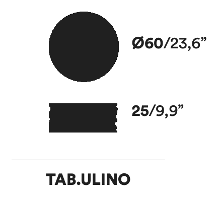 Tab.Ulone & Tab.Ulino Coffee Table by Opinion Ciatti, size drawing: TAB.ULINO