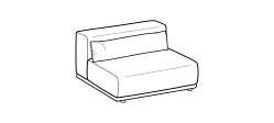 Tao Outdoor Sofa by Ditre Italia, size drawing: 1-seat maxi central element