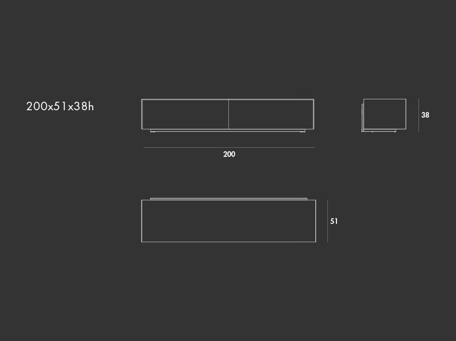 Magda Suspended Sideboard by Sovet, size drawing: 2 doors