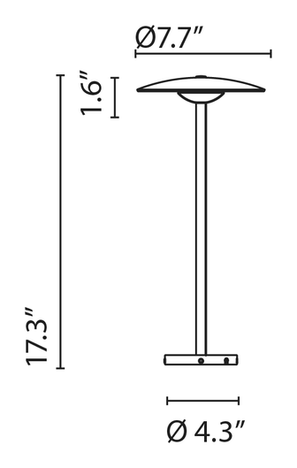 Ginger Bollard Light by Marset, size drawing: Ginger 20/44