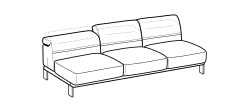 Bepop Sofa by Ditre Italia, size drawing: 3-seat maxi central element