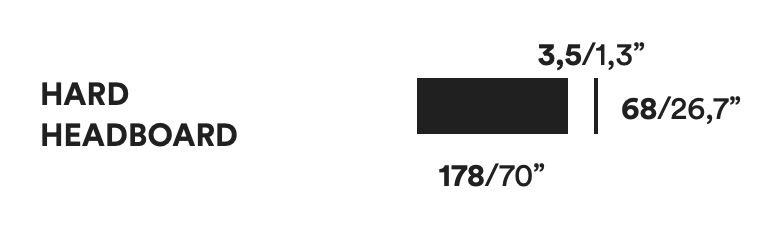 ILletto Bed by Opinion Ciatti, size drawing: ILL 180 — HARD HEADBOARD