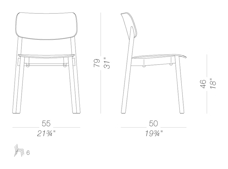 Oiva S370 Chair by LaPalma, size drawing