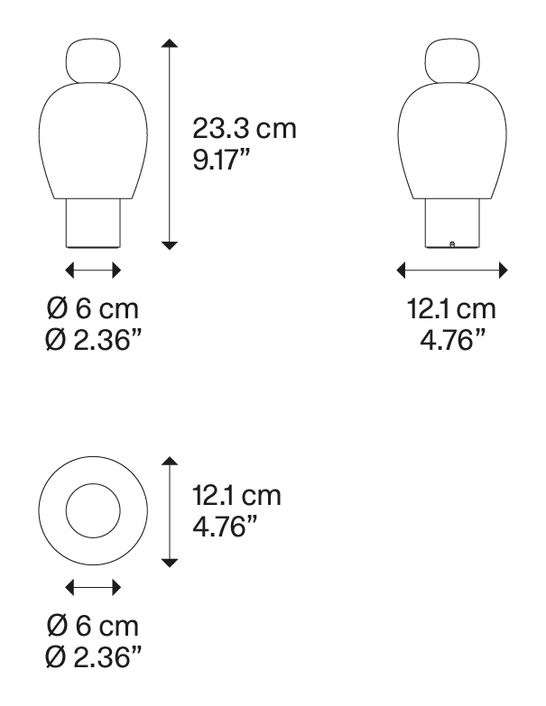 Easy Peasy Table Lamp by Lodes, size drawing: Easy Peasy Flamingo