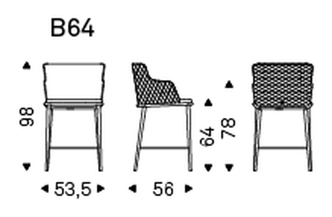 Magda ML Couture Stool by Cattelan Italia, size drawing 4