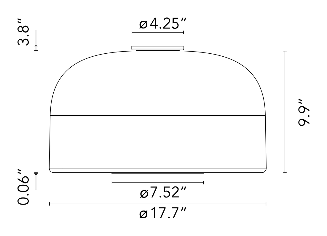 Bellhop Glass C2 Ceiling Lamp by Flos, size drawing