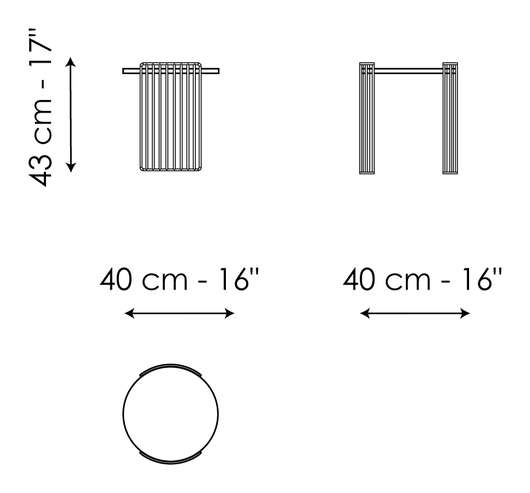 Harpe Coffee Table by Bonaldo, size drawing: Harpe Ø40 x H43