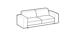 Bublé Sofa by Ditre Italia, size drawing: 2-seat sofa