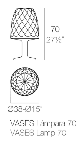 Vases Floor Lamp by Vondom, size drawing