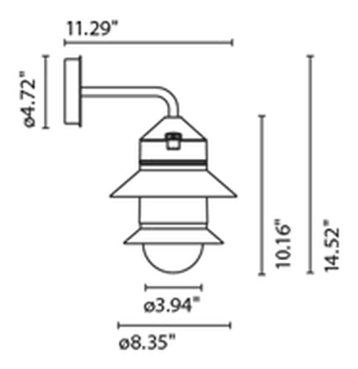 Santorini Wall Lamp by Marset, size drawing: Santorini