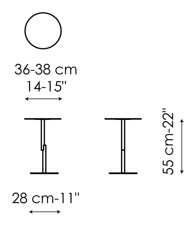 Innesti Coffee Table by Bonaldo, size drawing: Innesti high