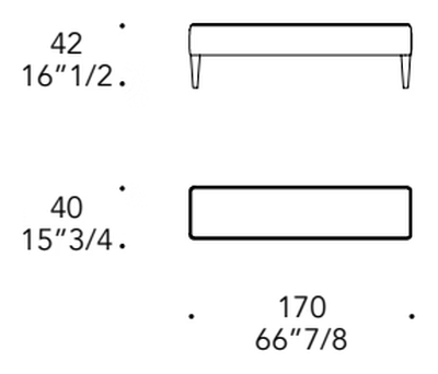 Soft Panca Bench by Reflex, size drawing
