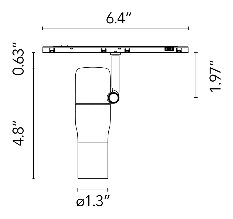 Atom 120 Spotlight, Zero Track Pro by Flos, size drawing 1
