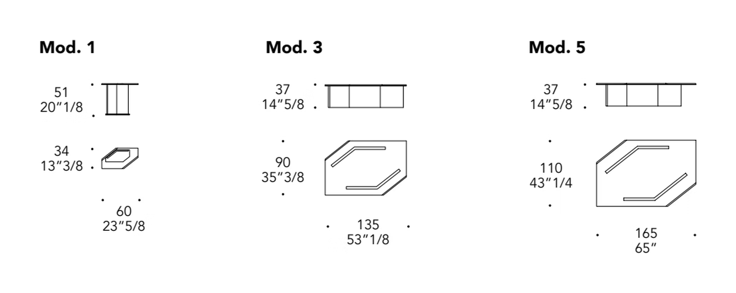 Cubitum 40 Coffee Table by Reflex, size drawing