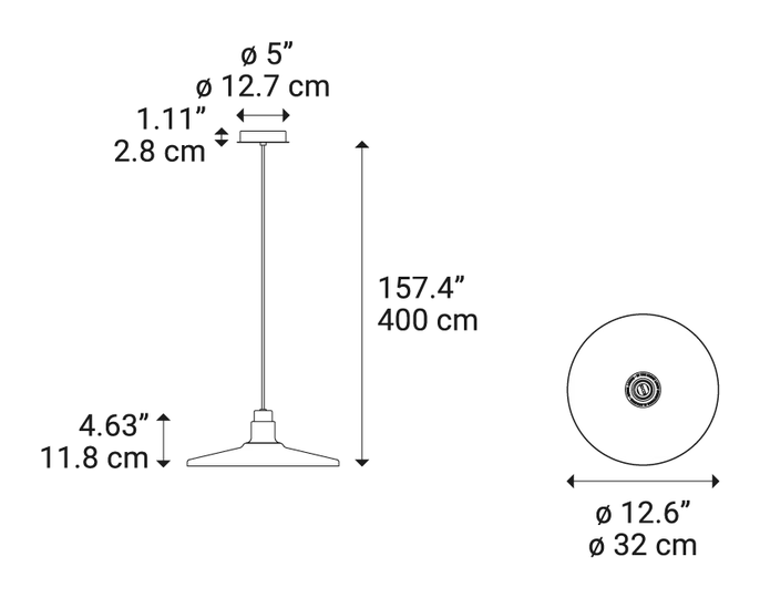 Vinyl Pendant Lamp by Lodes, size drawing: Vinyl small