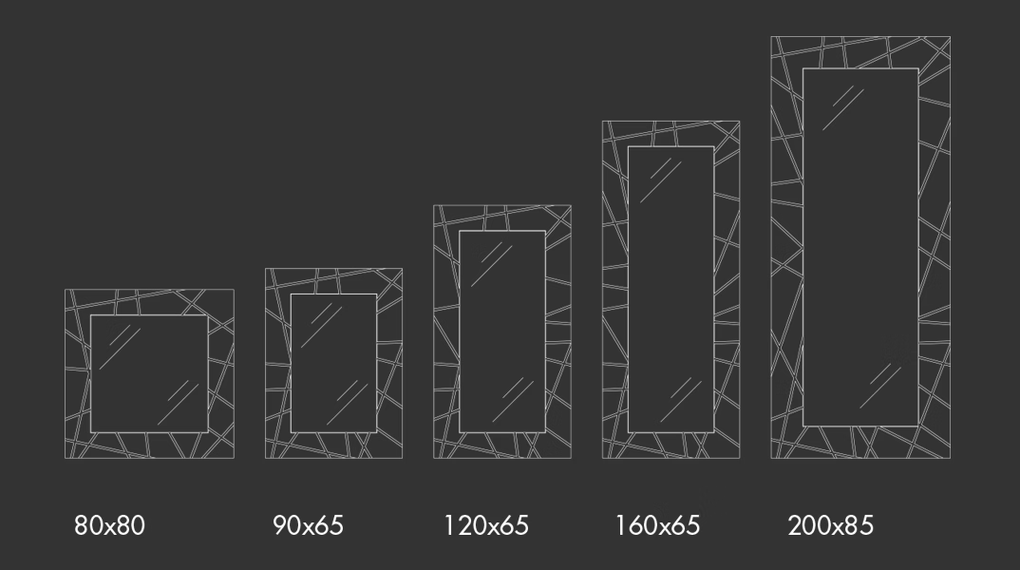 Segment Mirror by Sovet, size drawing: Square/rectangular