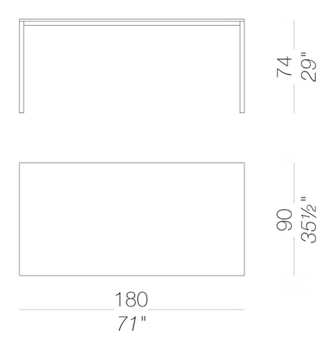 Frame P10 Table by LaPalma, size drawing