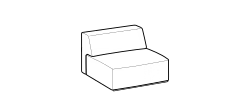 Monolith Sofa by Ditre Italia, size drawing: 1-seat maxi central element