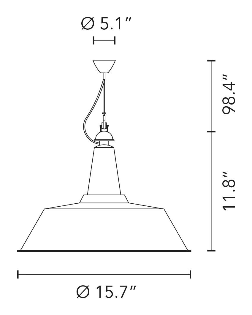 Huna Pendant Lamp by Fontana Arte, size drawing