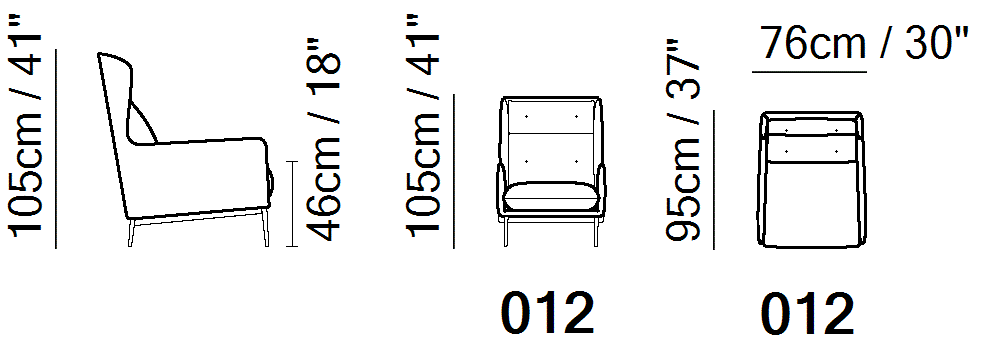 Aftereight Armchair by Natuzzi Italia, size drawing